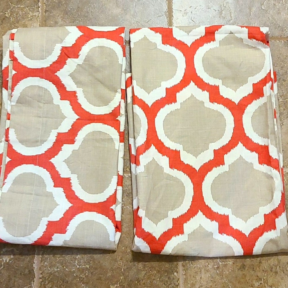 Coral & Beige Curtains